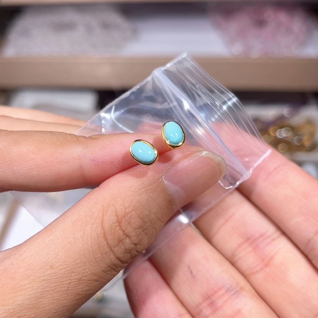 水晶耳饰银S925镶嵌松松009