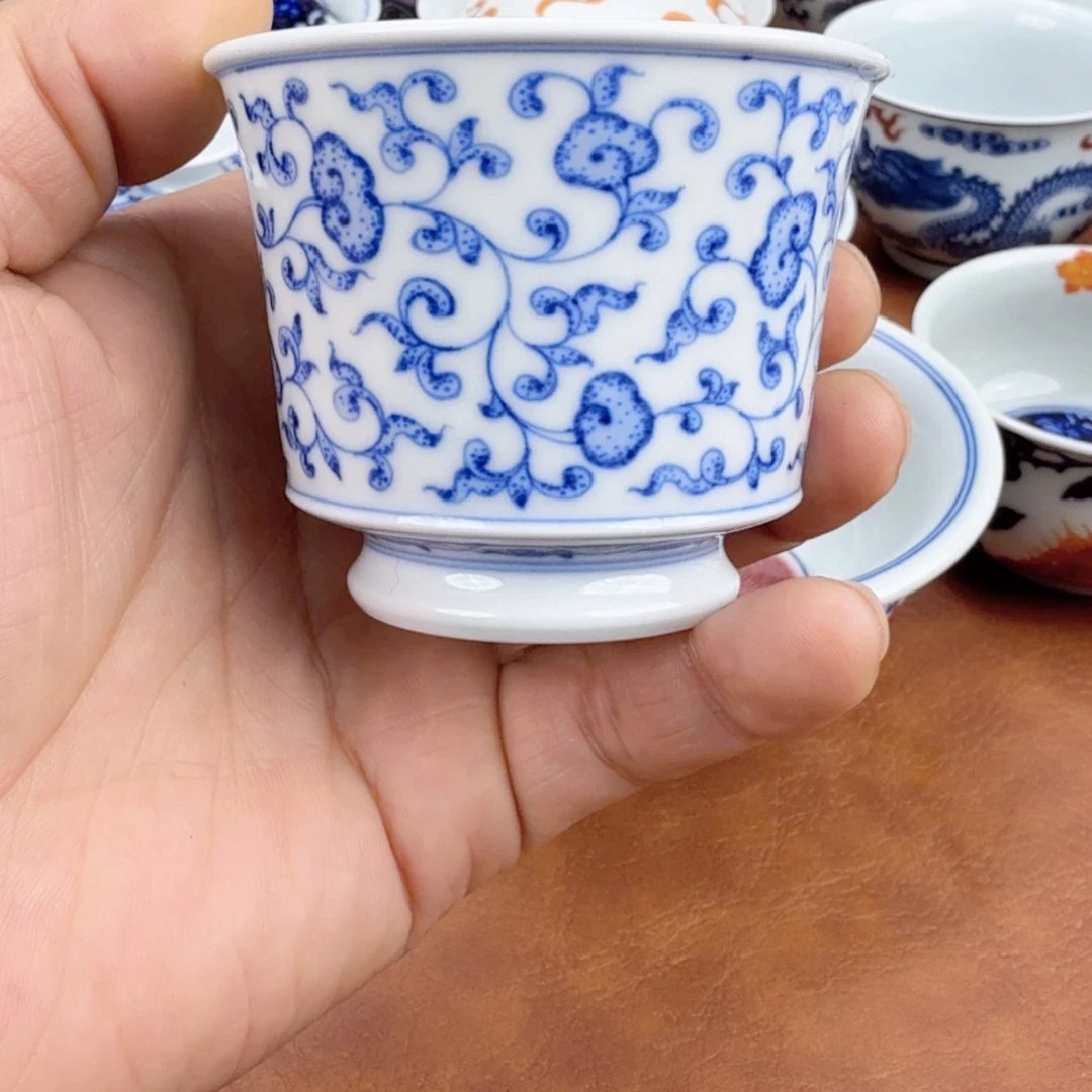 陶摆件青花瓷器单杯