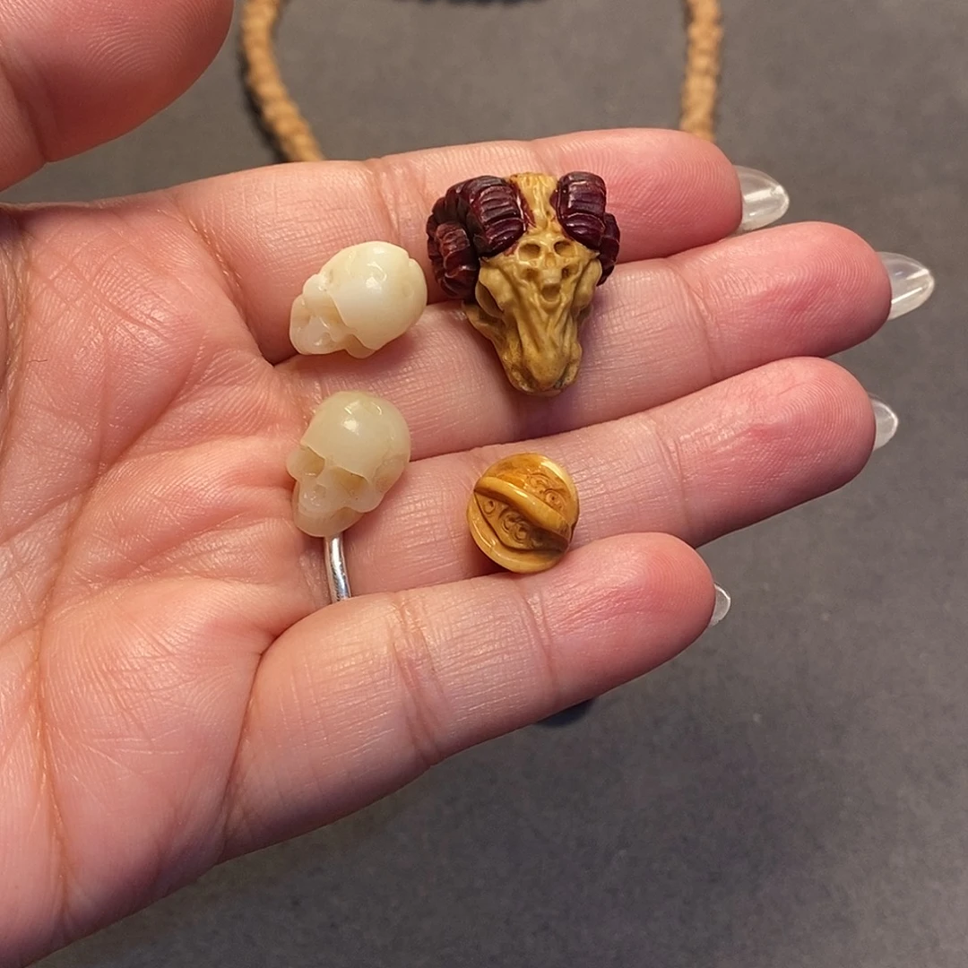 一***全柏香籽/百香籽手串古法羊头➕驼骷髅➕乾坤珠