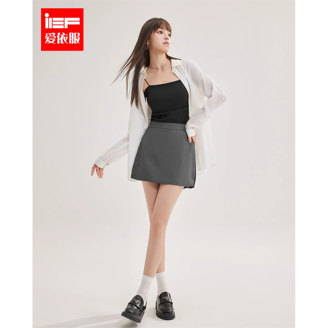IEF/爱依服半身裙2025夏季新款韩系风时尚小众设计感通勤百搭A裙