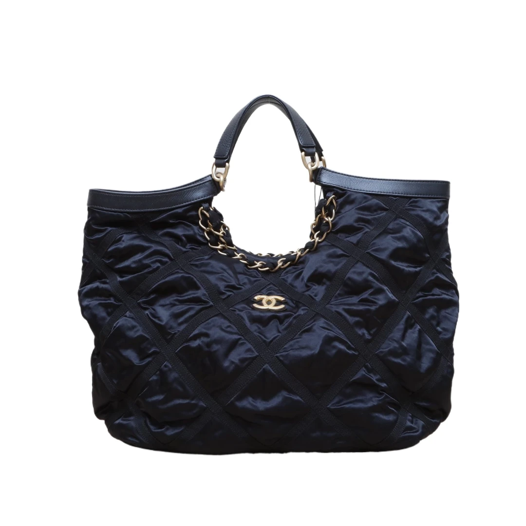 99新 Chanel/香奈儿 【小花念念】 22P Tote购物袋 中号 黑色