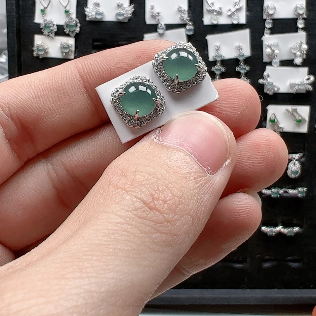 翡翠手链银S925镶嵌三**袋天然翡翠A货