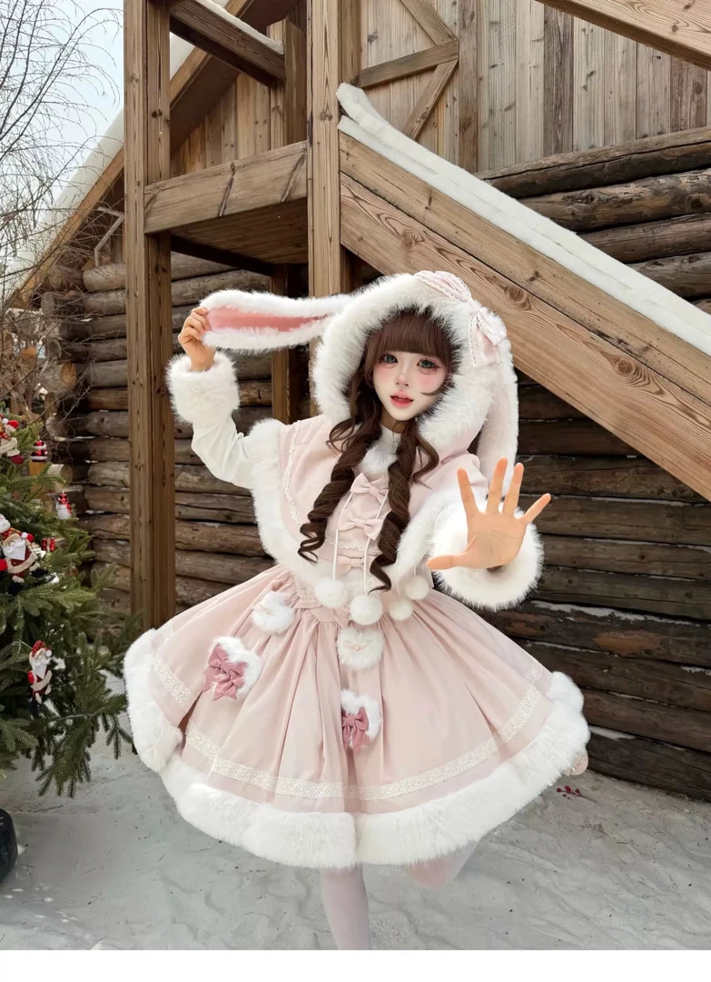 [直播间专属]秋冬公主甜美华丽ol软妹生日长袖斗篷加厚日系冬款