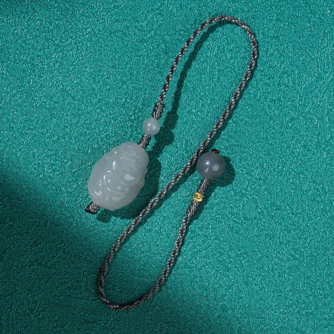 和田玉烟紫财神手机挂新中式文玩饰品挂件（多样性发其一）