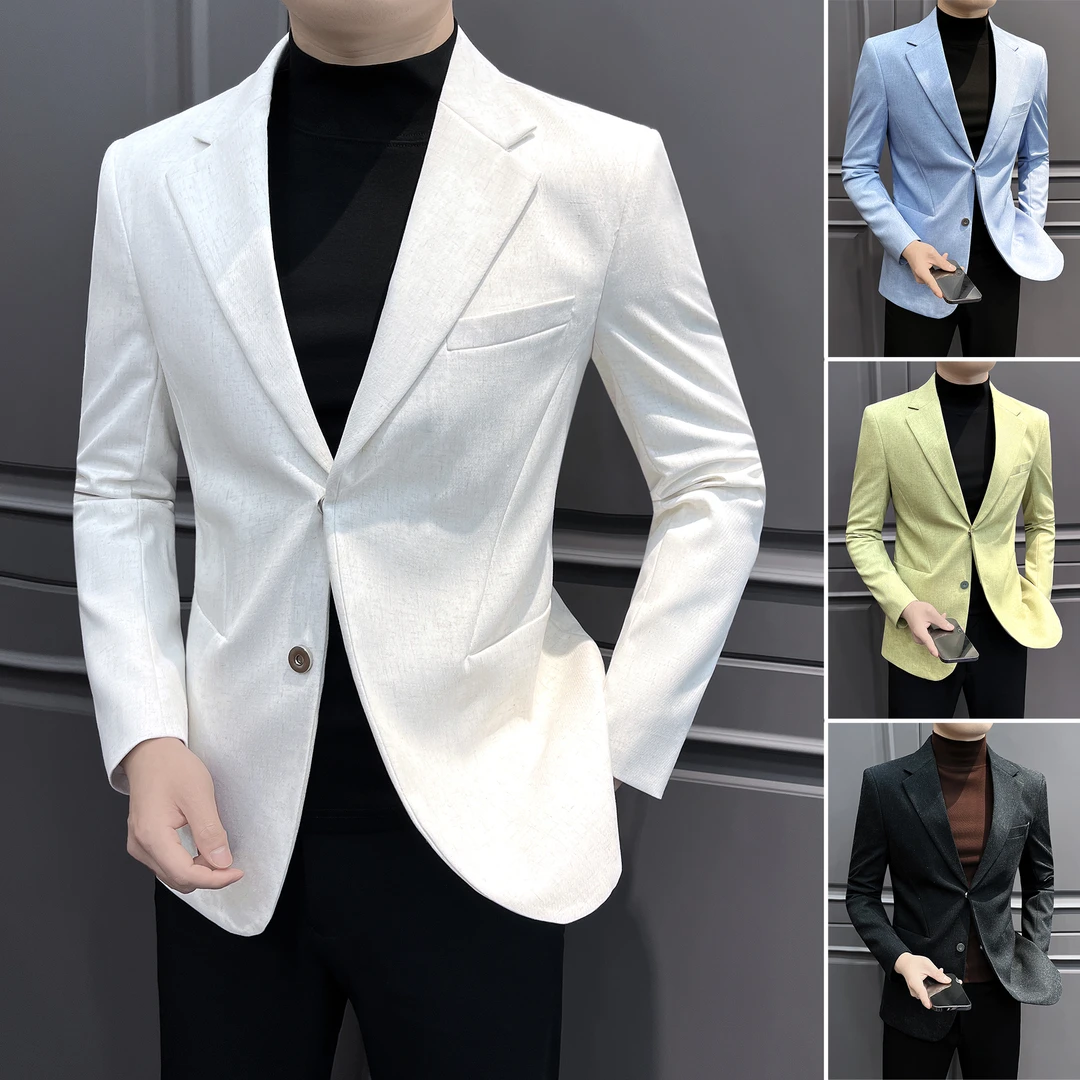 亚麻休闲西装外套男款爆款2025新款痞帅高级感男装商务男士小西服