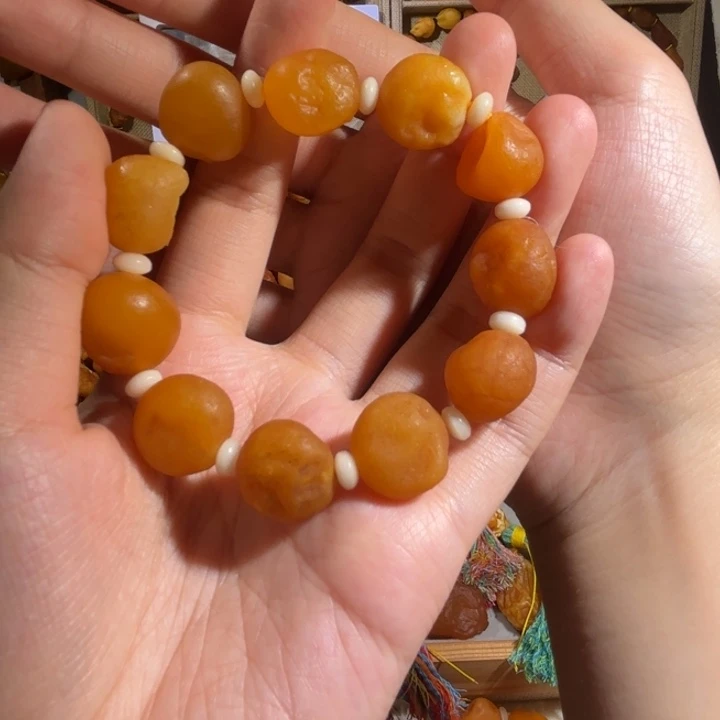 琥珀未镶嵌手链蜜蜡海漂手串