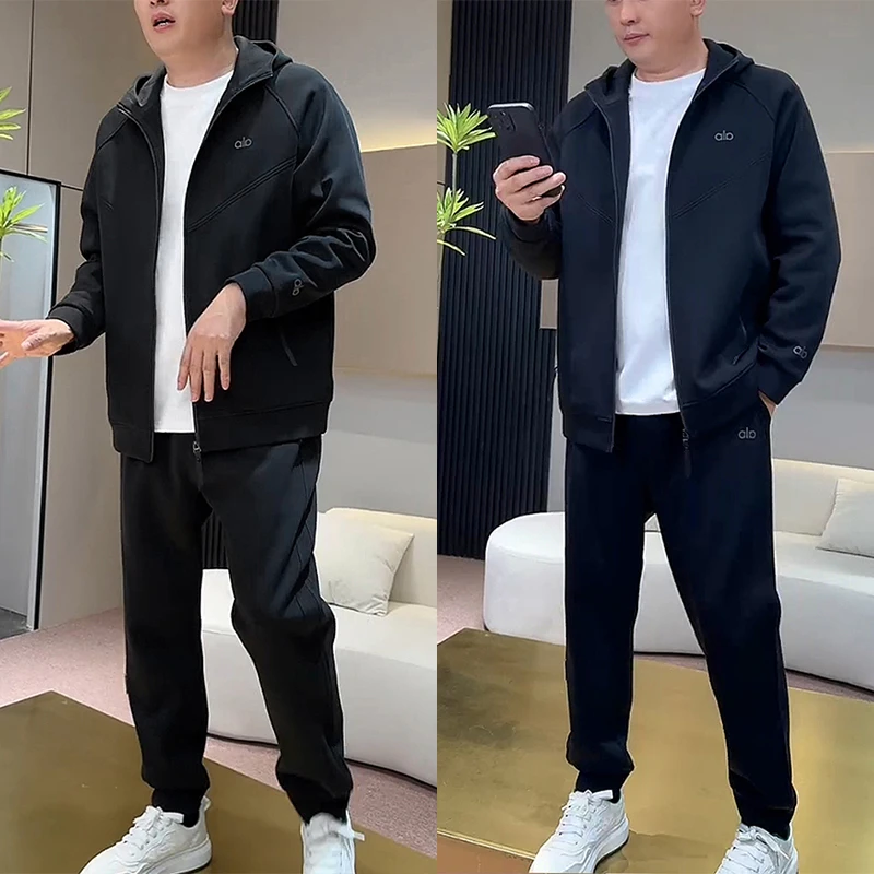 高级感简约净版休闲套装男士春秋季潮流百搭连帽外套运动裤两件套