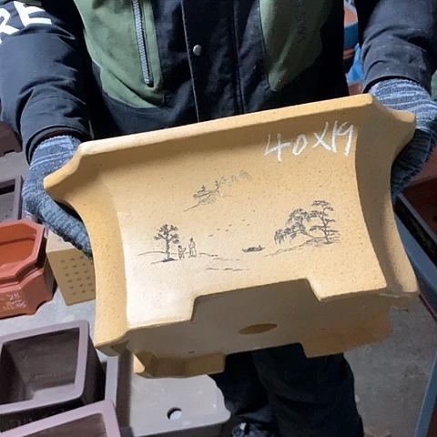 紫砂花盆手工制作