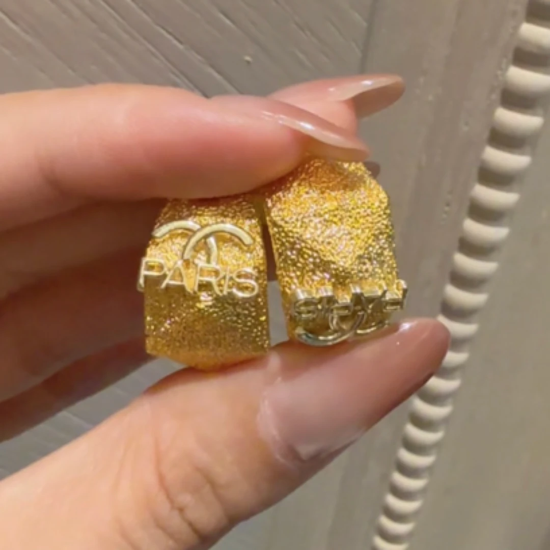 铜合金耳饰 小香风欧美金色几何形冷淡气质耳饰106