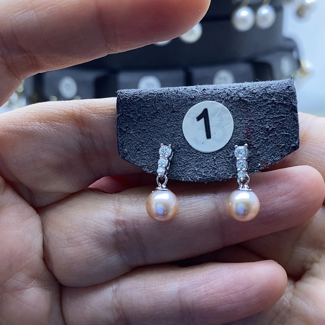 淡水珍珠耳饰银S925镶嵌