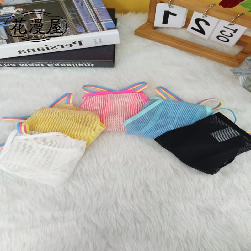 马卡龙彩色竖条男士青少年低腰一根绳三角内裤