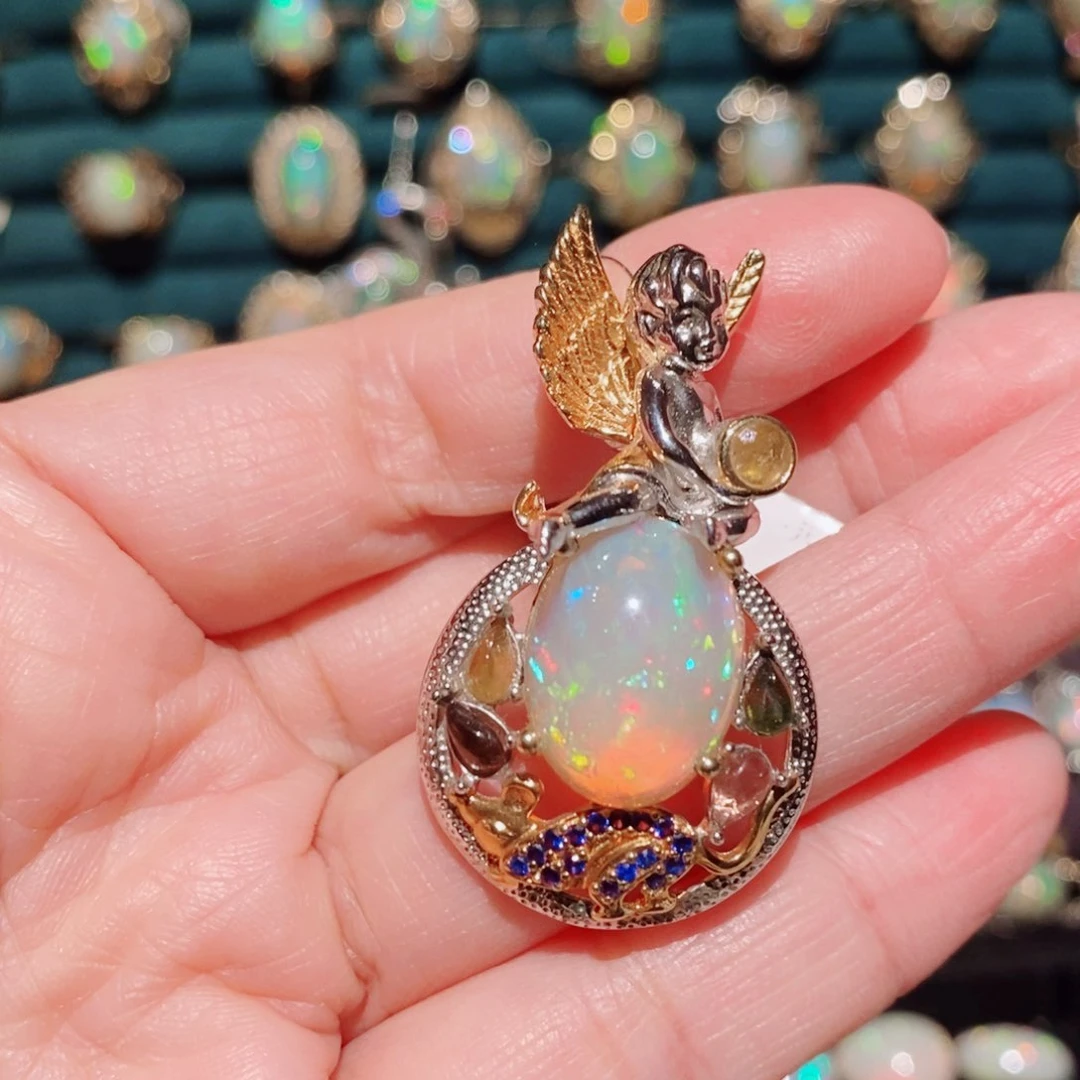 欧泊欧泊吊坠银S925镶嵌