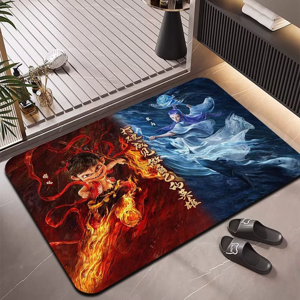 【机器织造工艺】哪吒之魔童闹海浴室门口吸水地垫防滑速干硅藻泥卫