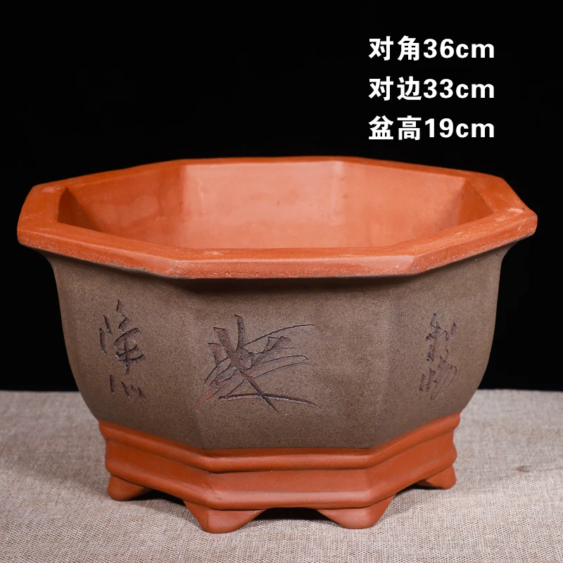 厂家直销八角花盆紫砂大号花盆种树专用花盆陶瓷花盆处理多肉阳台
