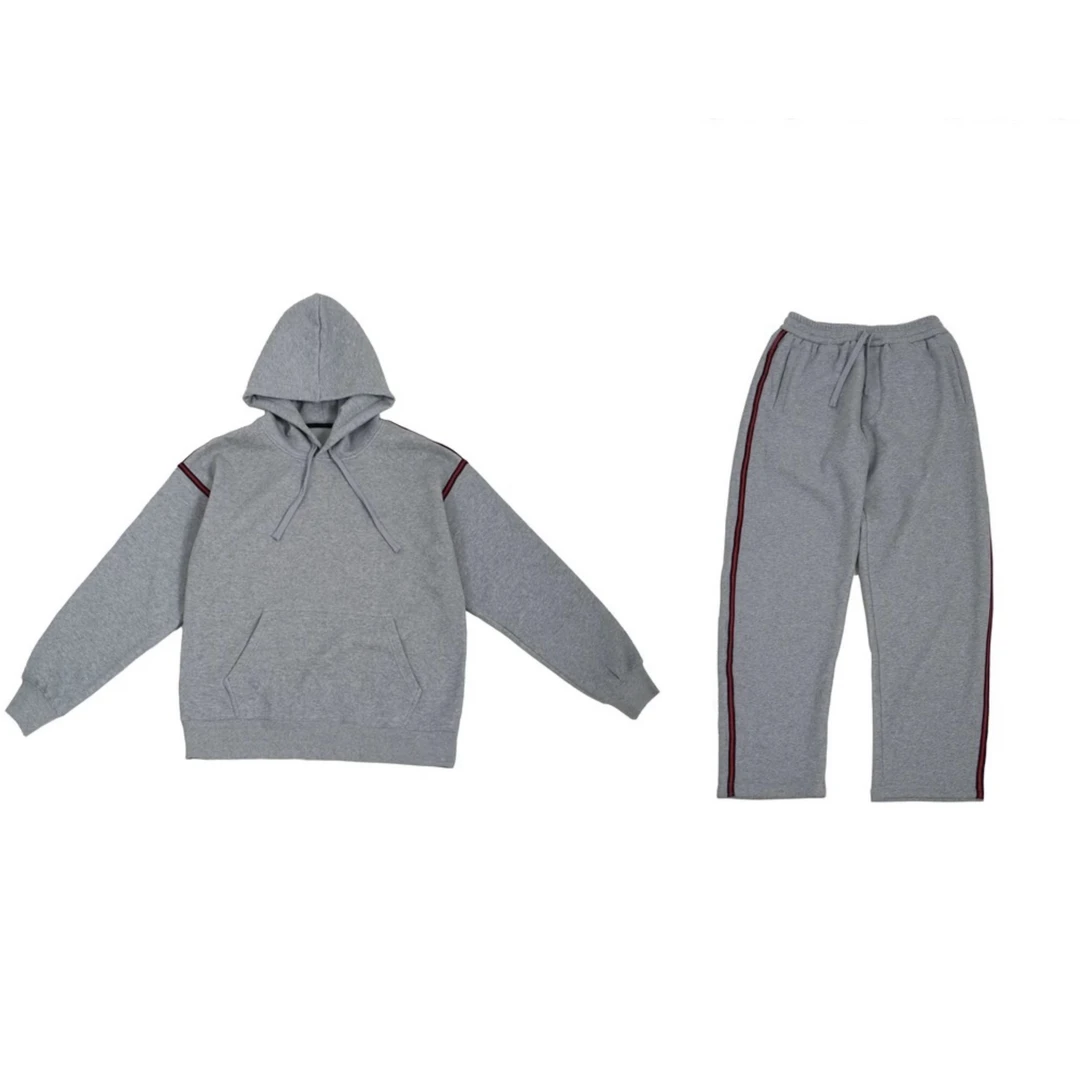 马丁叔叔，新款卫衣套装高级宽松百搭时尚红色线条卫衣长裤