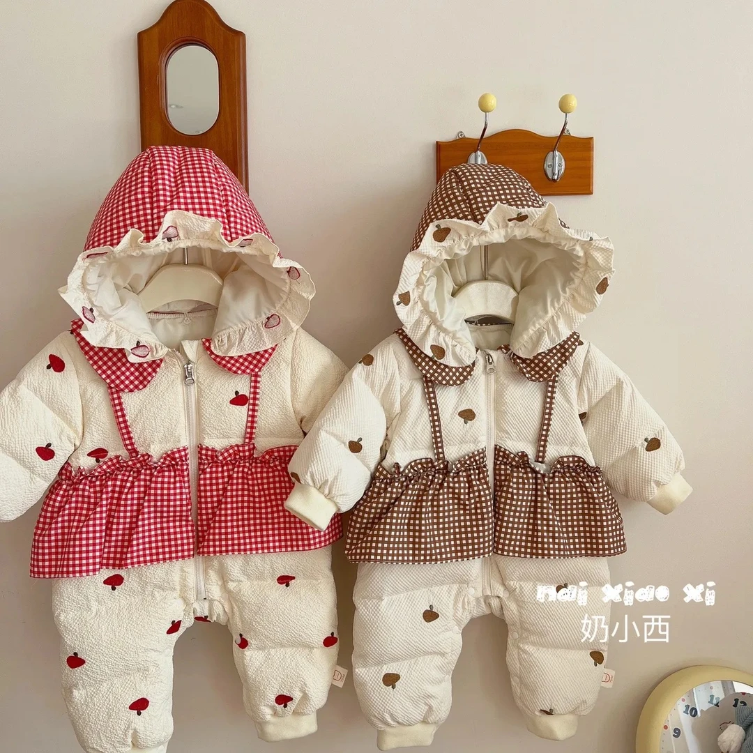奶小西婴儿连体羽绒服冬季加厚爬服外出新生儿婴幼儿