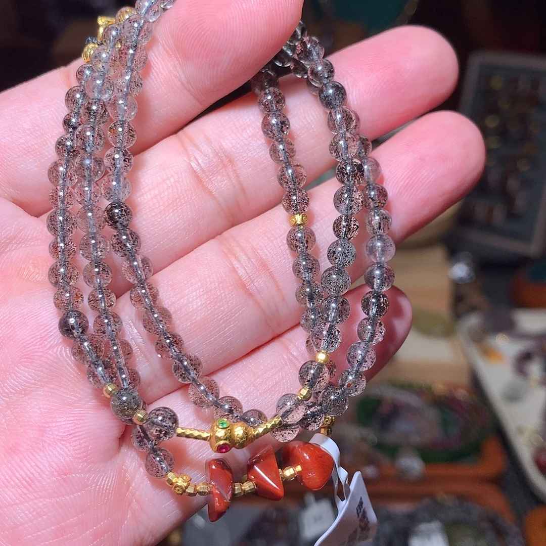 水晶珠宝半成品未镶嵌黑云母超七万能链