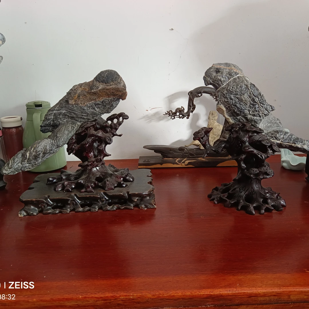 灵璧石象形对鸟原石