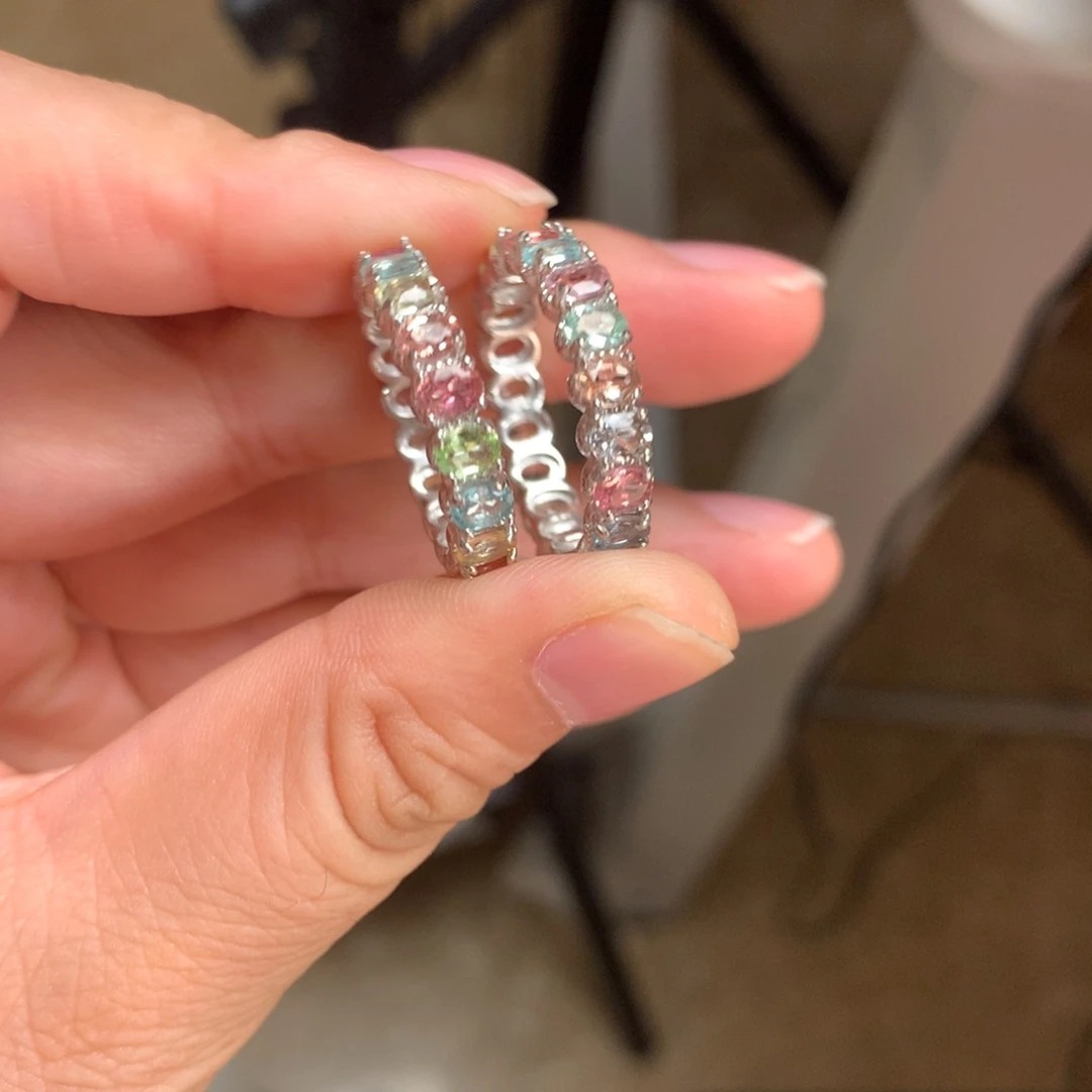 戒指银S925镶嵌碧玺多样性发其一（备注圈口哦）