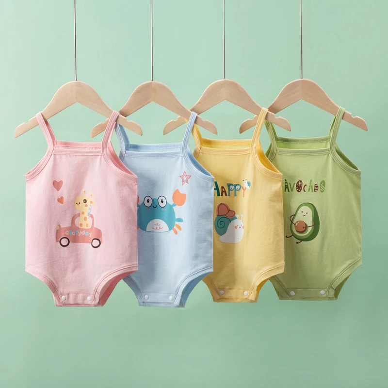 毓恩女宝婴儿衣服肚围夏季薄款纯棉吊带衣宝宝小背心连体肚兜哈衣