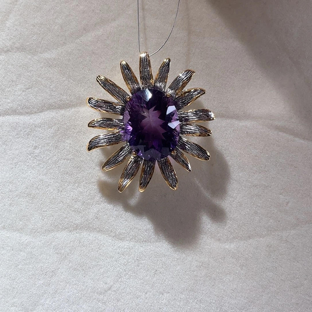 银S925镶嵌颈饰紫晶大气款