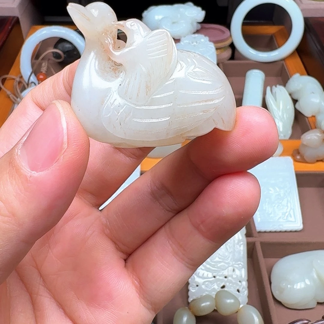 和田玉未镶嵌挂件枫*