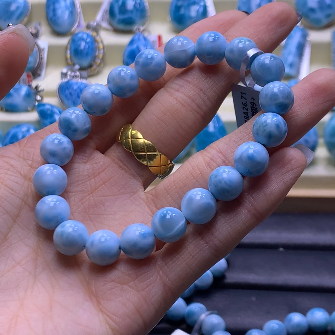 针钠钙石（海纹石）未镶嵌手链9m手串色差略异