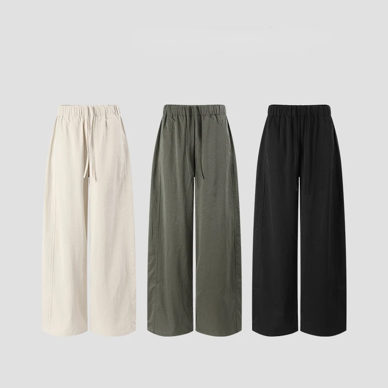 2025夏季新款松紧腰休闲轻薄垂坠感百搭长裤女