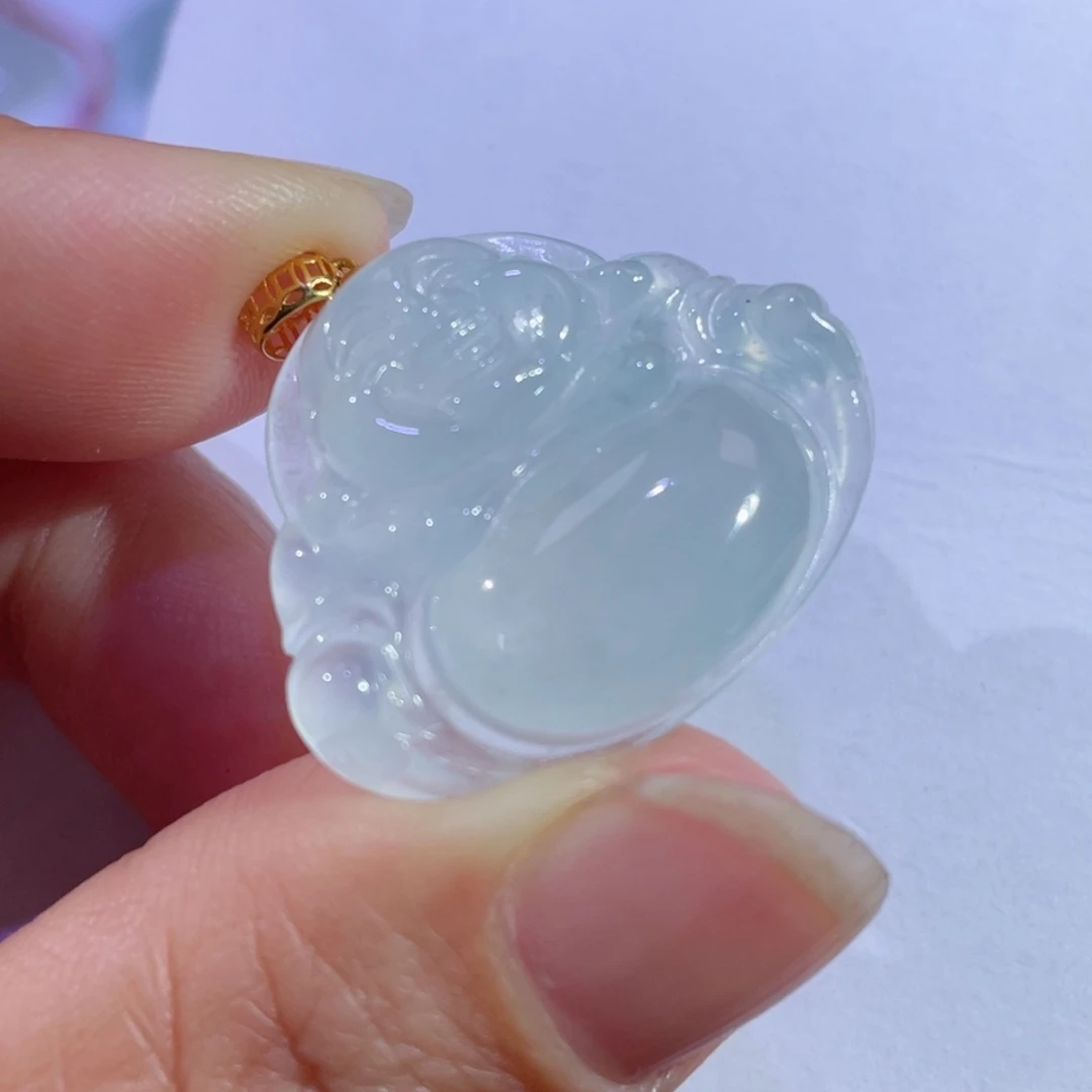 翡翠颈饰18K金镶嵌佛公