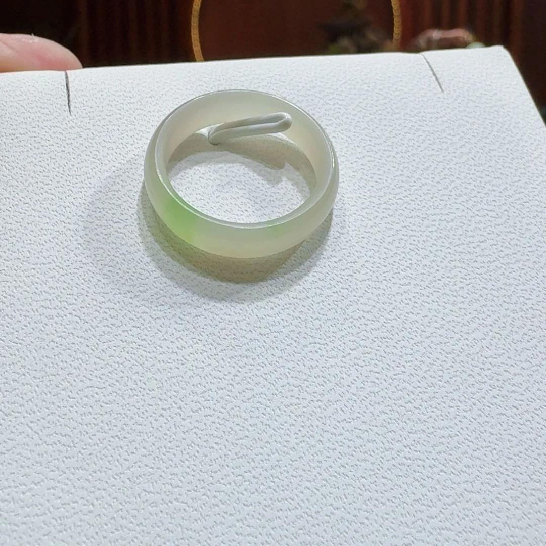 和田玉和田玉翠青卡18戒圈未镶嵌