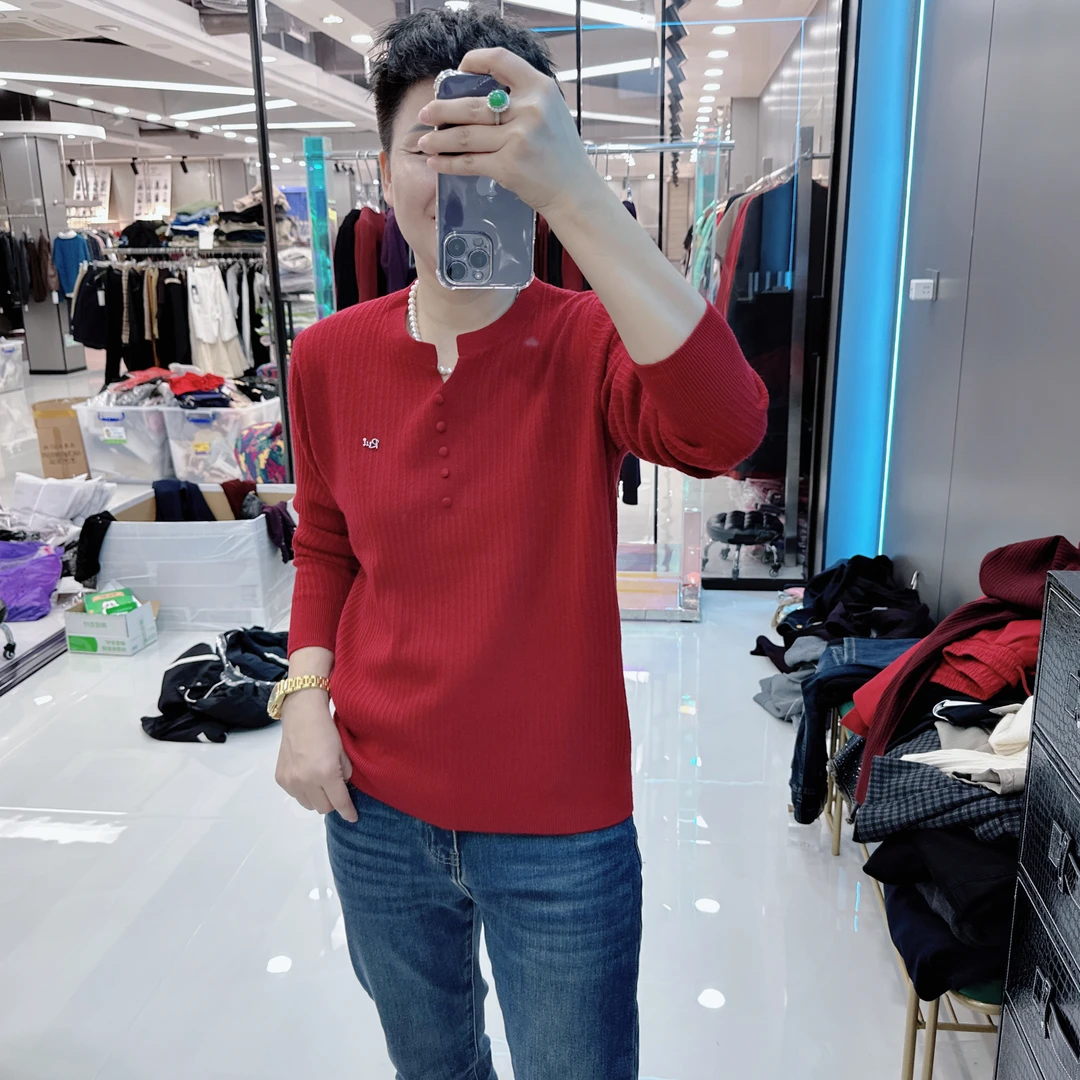 高级亲肤毛衫6色大版小V领百搭针织衫6108欧美