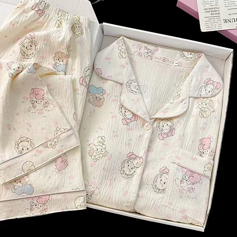 秋季高傲小宠睡衣女宿舍网红学生日系长袖长裤宅家甜美套装家居服