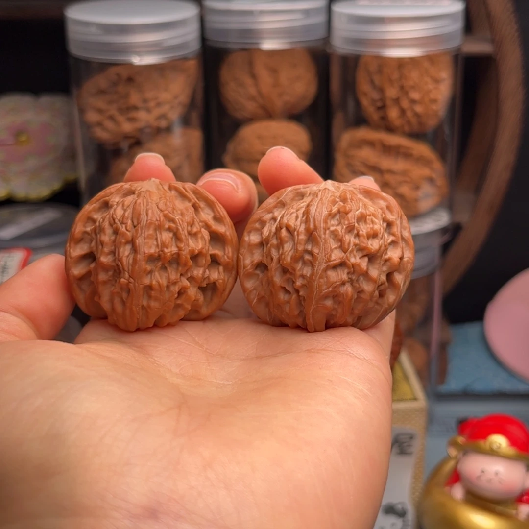 文玩核桃把件磨盘40-38–34