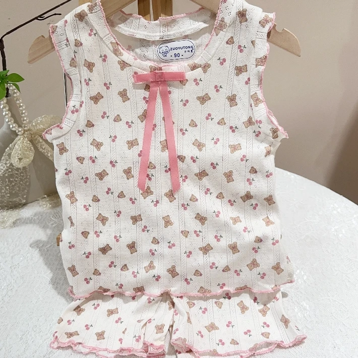 左羽【53228-139樱桃小熊】背心套装