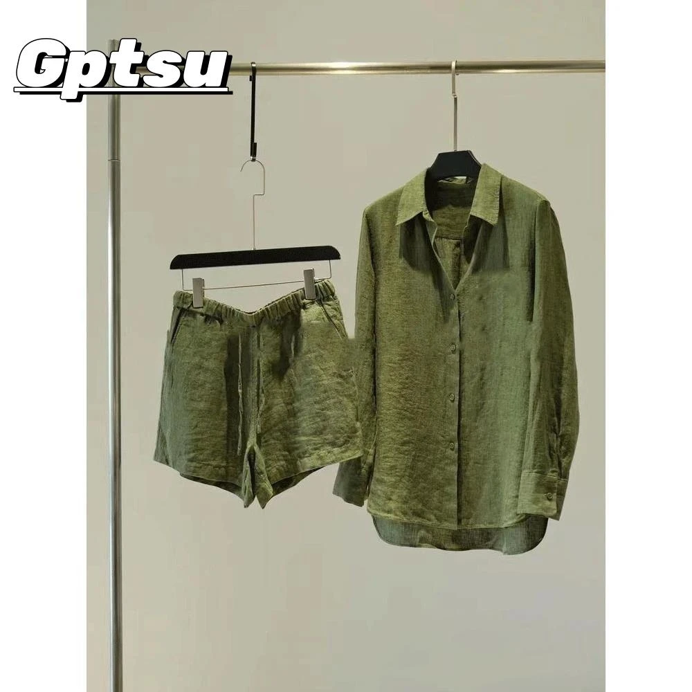 GPTSu夏季新款潮牌痞帅复古休闲套装男装时尚百搭宽松运动两件套