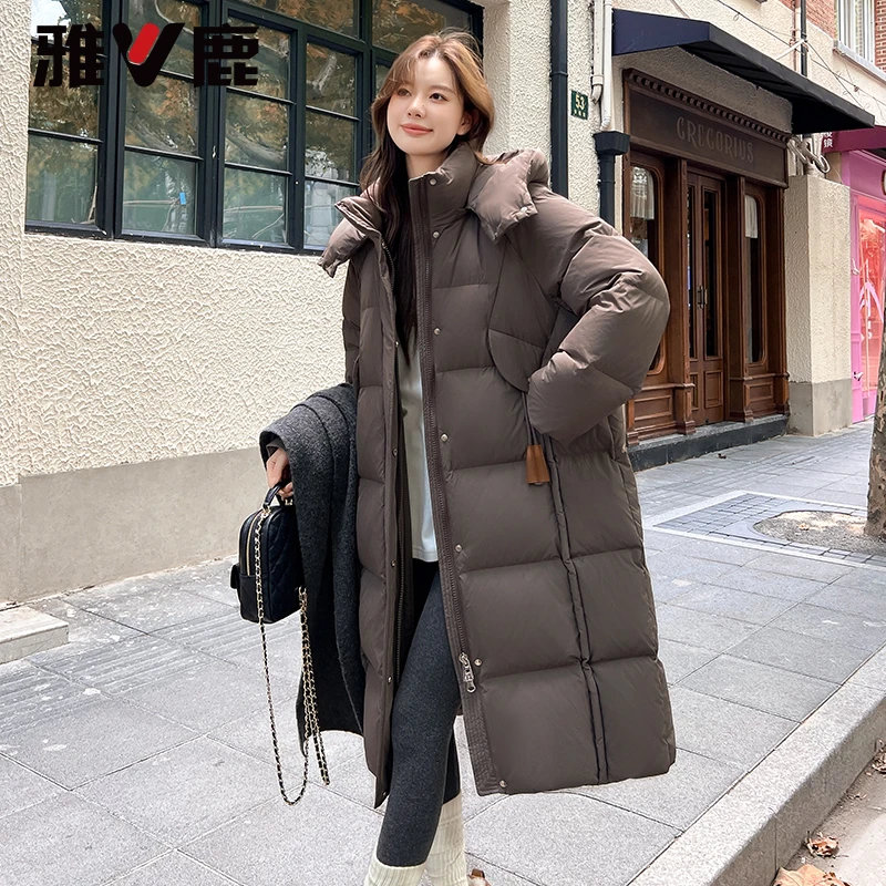 【女款羽绒服新款2024爆款】雅鹿轻奢黑色网红新款羽绒服过冬外套