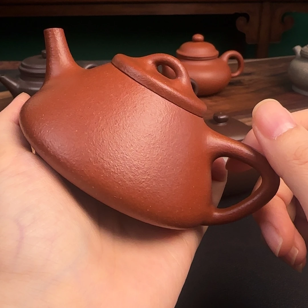 茶壶紫砂99纯红降坡石瓢 120cc