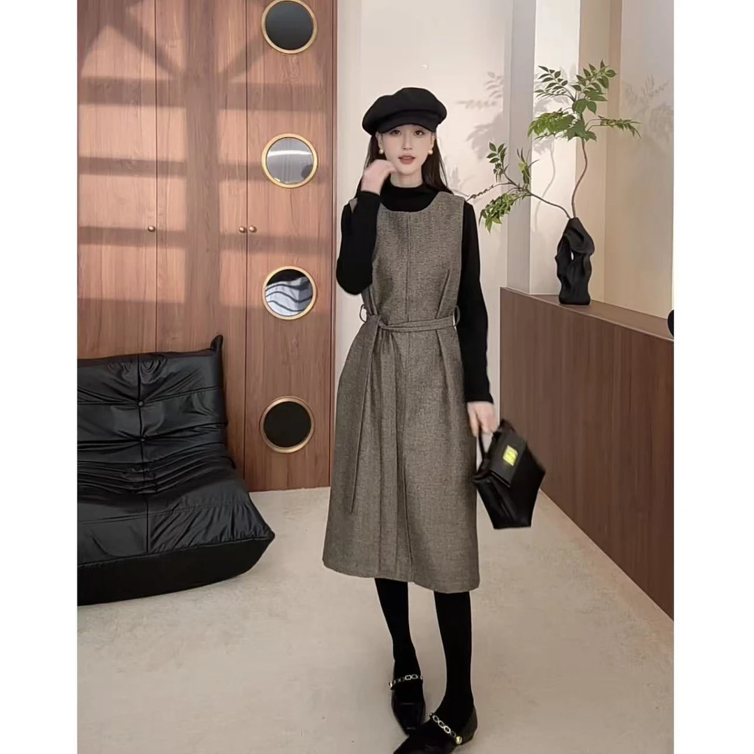 【茵姐推荐】秋冬款马甲连衣裙套装买裙子送打底衫时尚百搭洋气休闲
