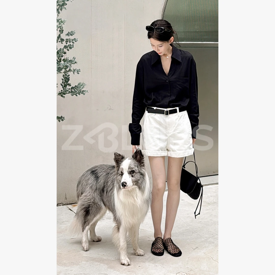 Z.blues【自在白短裤】CE风酵洗定制棉纱白色短裤YZYT3378