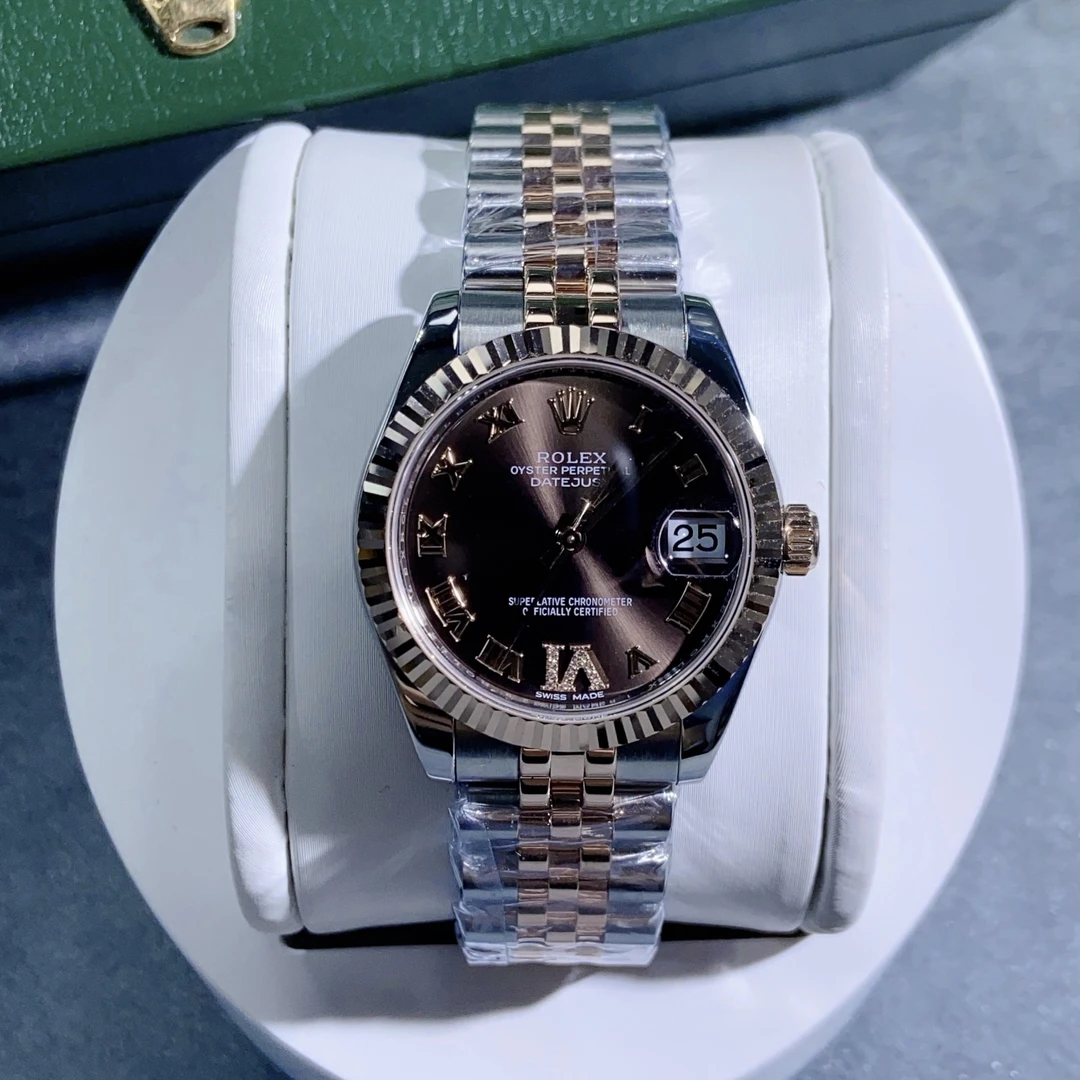 99新 Rolex/劳力士 日志系列/女表/原盘原钻/咖色盘/178271/31mm