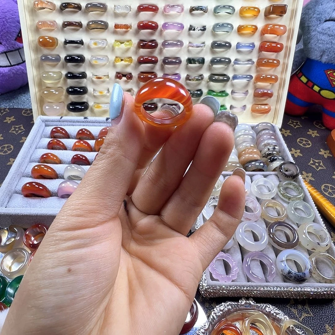 玛瑙/玉髓未镶嵌戒指B4不退换17.7港17