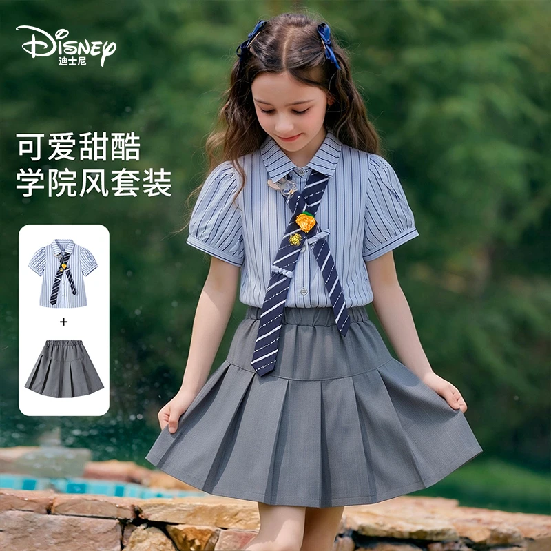disney/迪士尼兔子警官套装裙女童朱迪学院风儿童衬衫半裙两件