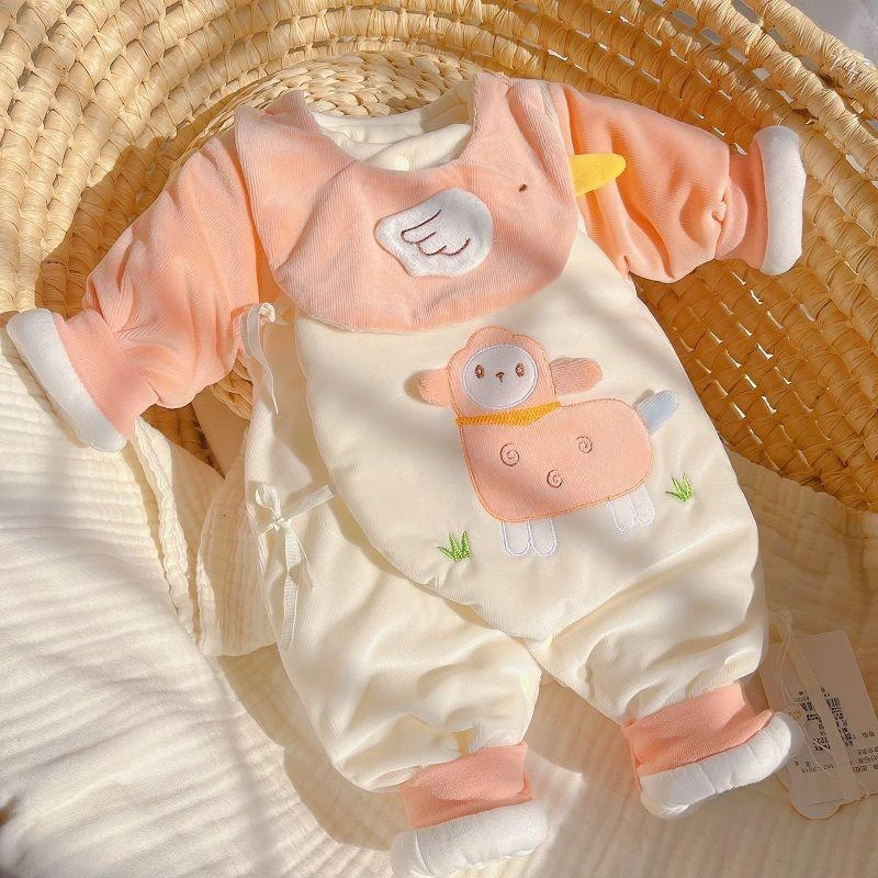 YeeHoO英氏【断码】婴儿新生儿衣服150克冬装连体03月初生夹棉衣保