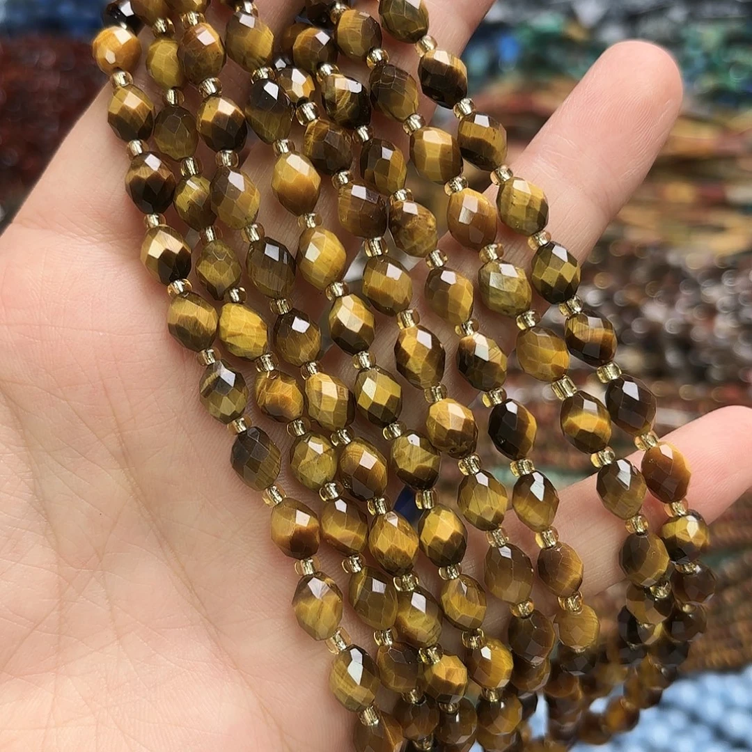 玛瑙/玉髓未镶嵌珠宝半成品6×8虎眼米切一条