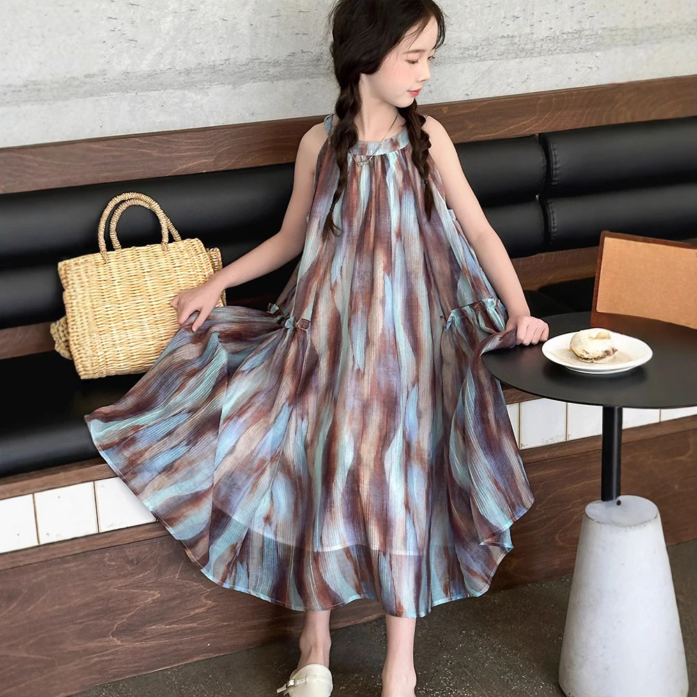 女童精梳棉连衣裙2025夏季新款无袖韩版洋气公主裙潮MKX5154