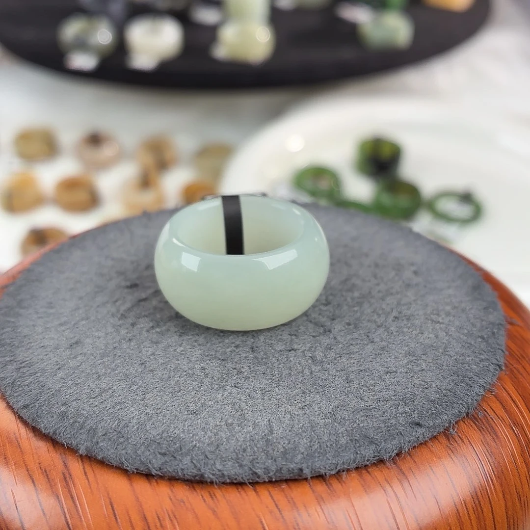 和田玉未镶嵌戒指b94冰青墩18.2不退换