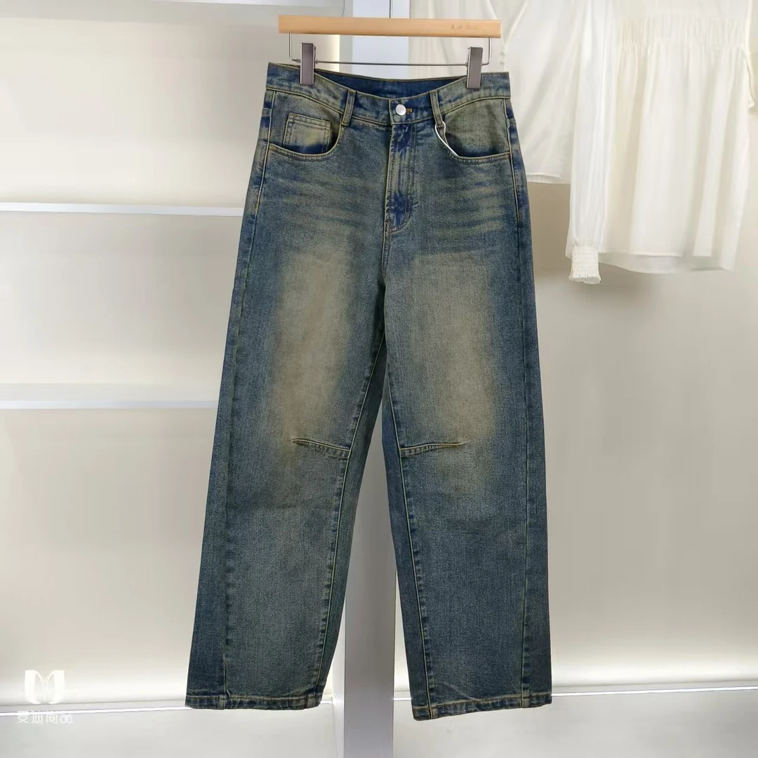 麦迪尚品 50720139 春秋简约时尚做旧牛仔长裤品牌撤柜