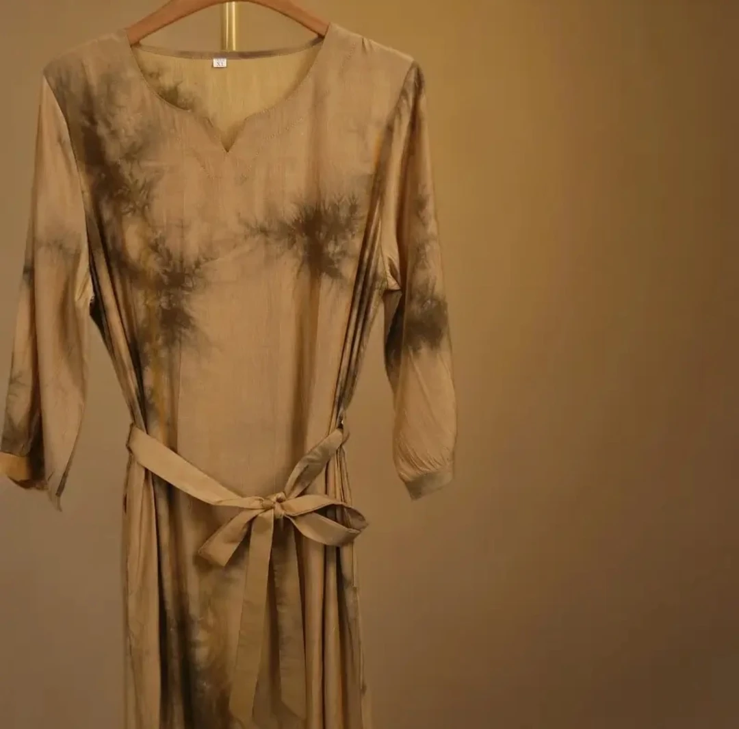 【时装高定款】扎染贵竹修身印花连衣裙女装大码连衣裙