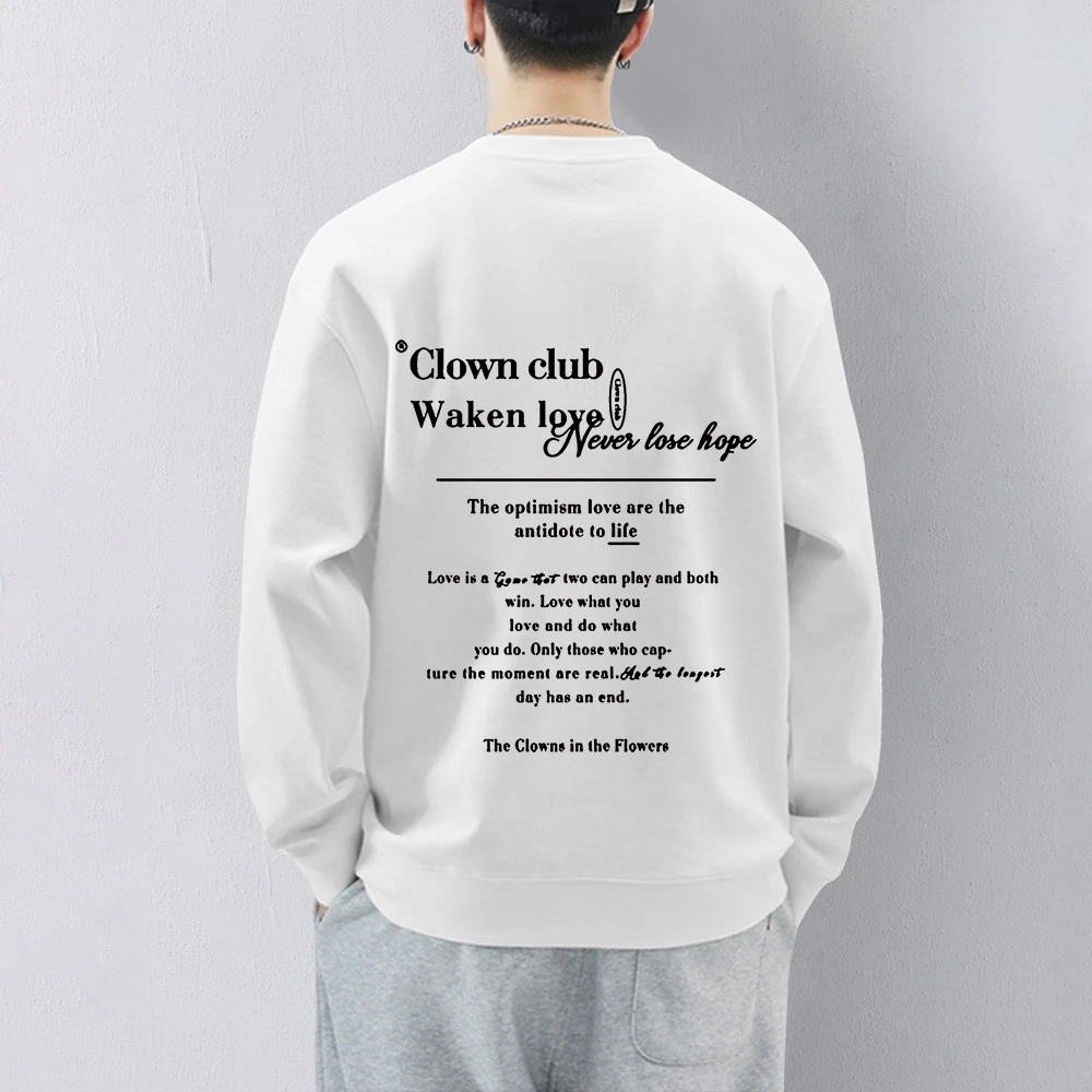 港风重磅350g纯棉前后印花圆领卫衣男款秋冬宽松休闲百搭上衣外套