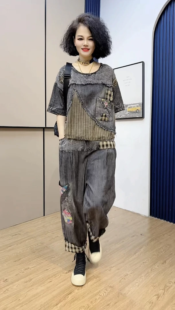 时尚潮牌牛仔套装1